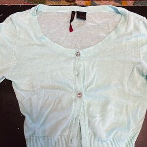 Women’s XS Baby blue Heart n Crush sweater with buttons.